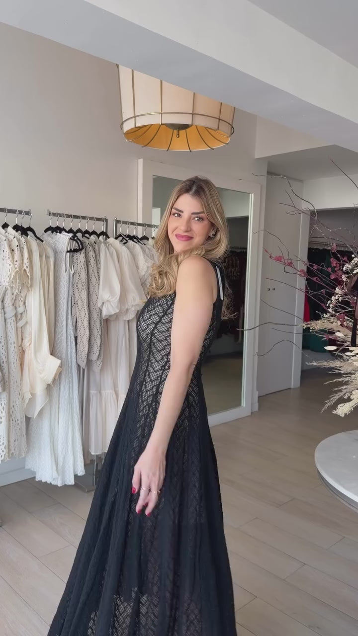 VESTIDO LARGO TEJIDO NEGRO